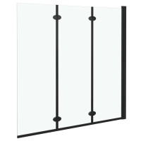 Produktbild för Duschvägg fällbar 3 paneler ESG 130x138 cm svart