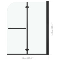 Miniatyr av produktbild för Duschvägg fällbar 2 paneler ESG 95x140 cm svart