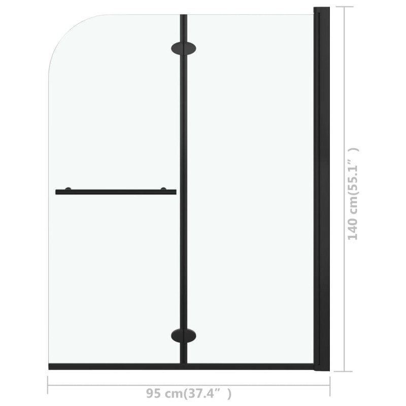 Produktbild för Duschvägg fällbar 2 paneler ESG 95x140 cm svart