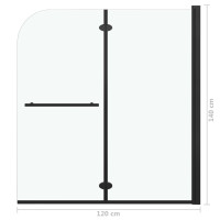 Produktbild för Duschvägg fällbar 2 paneler ESG 120x140 cm svart