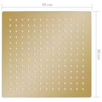 Produktbild för Takduschhuvud rostfritt stål 30x30 cm fyrkantigt guld
