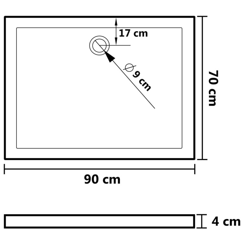 Produktbild för Duschkar med prickar vit 90x70x4 cm ABS