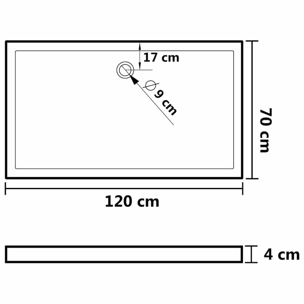 Produktbild för Duschkar rektangulärt ABS vit 70x120 cm