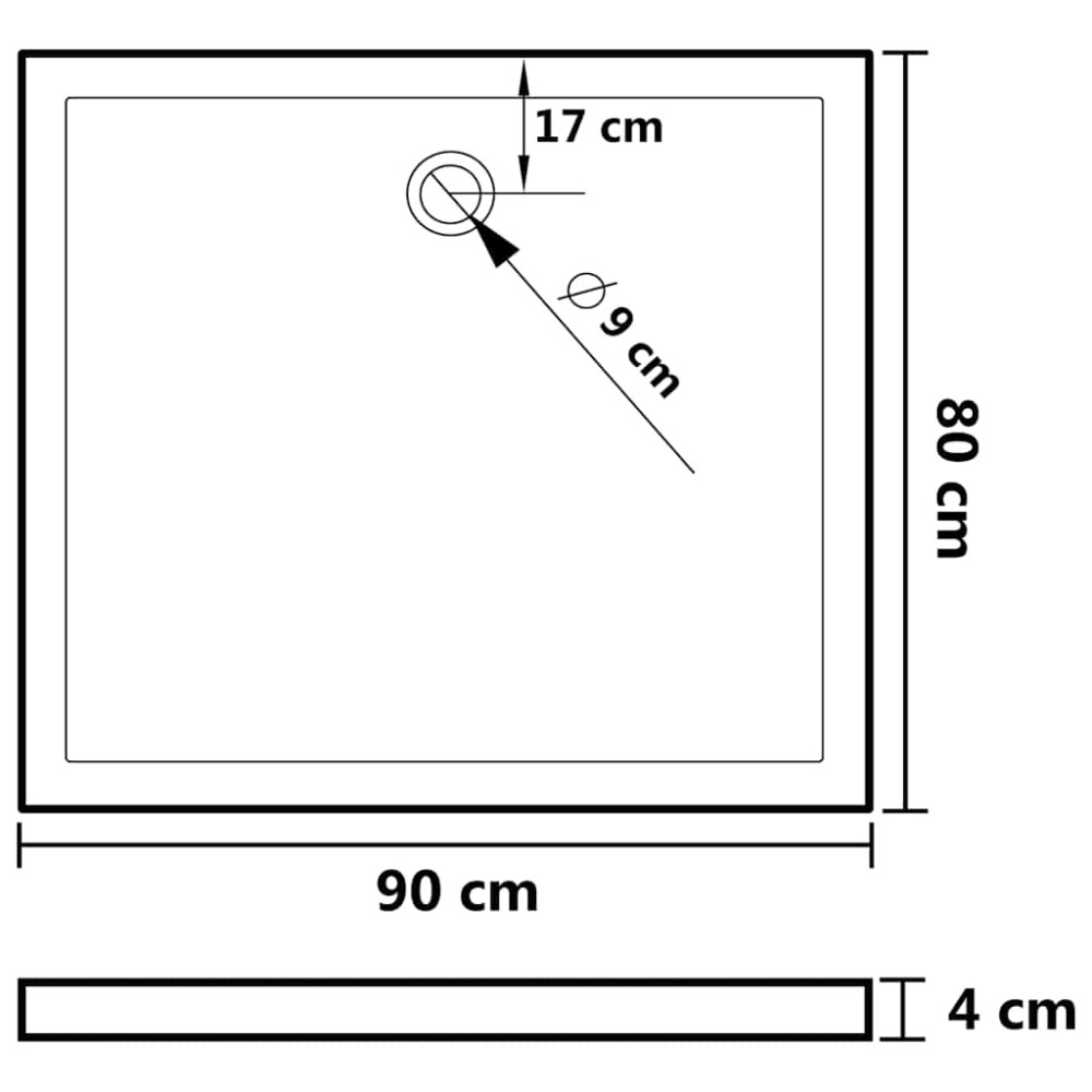 Produktbild för Duschkar rektangulärt ABS vit 80x90 cm