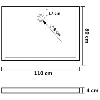 Produktbild för Duschkar rektangulärt ABS vit 80x110 cm