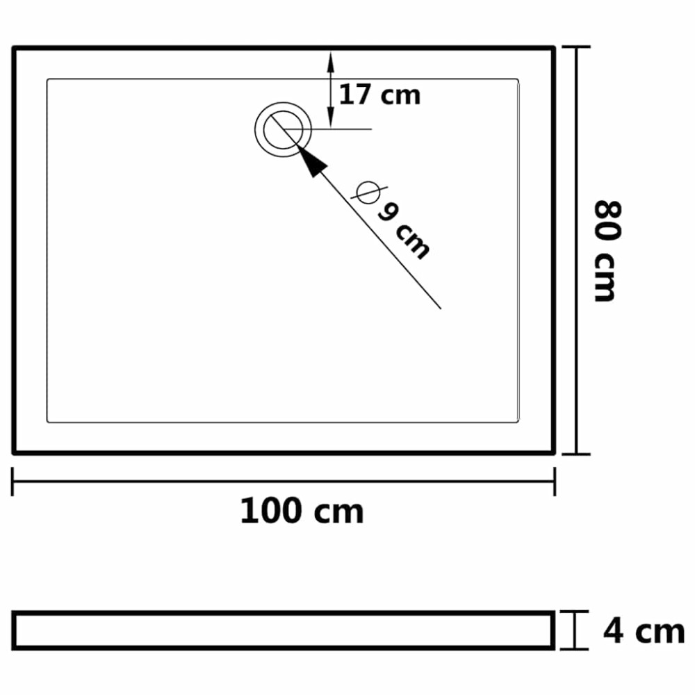 Produktbild för Duschkar rektangulärt ABS svart 80x100 cm