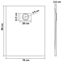 Miniatyr av produktbild för Duschkar SMC grå 90x70 cm