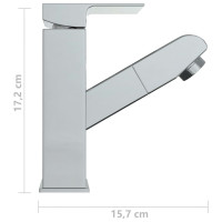 Produktbild för Badrumsblandare med utdragbar pip kromad finish 157x172 mm