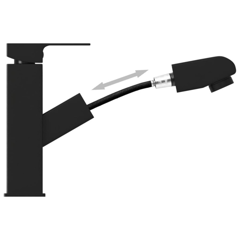 Produktbild för Badrumsblandare med utdragbar pip svart 157x172 mm