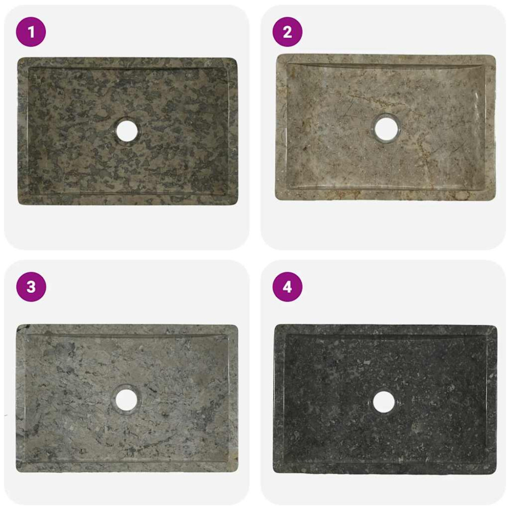 Produktbild för Handfat 45x30x12 cm marmor grå högglans