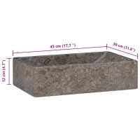 Produktbild för Handfat 45x30x12 cm marmor grå högglans