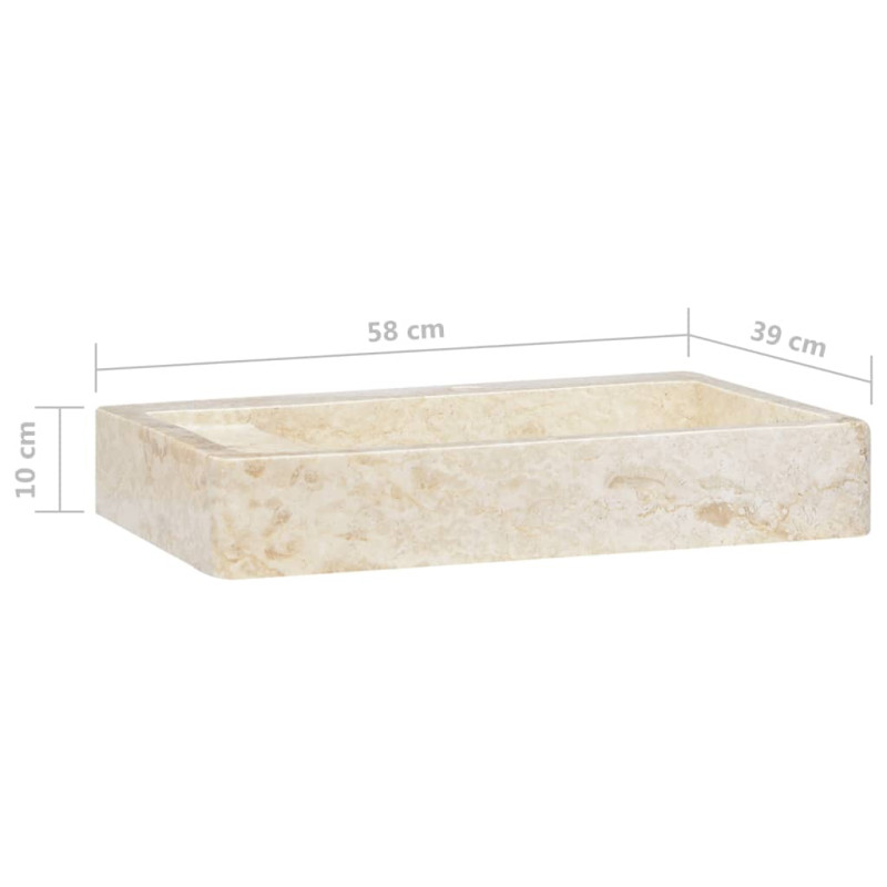 Produktbild för Handfat gräddvit 58x39x10 cm marmor