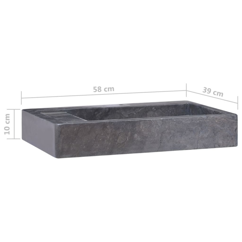 Produktbild för Handfat svart 58x39x10 cm marmor