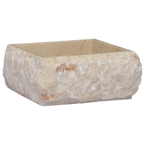 vidaXL Handfat gräddvit 30x30x13 cm marmor
