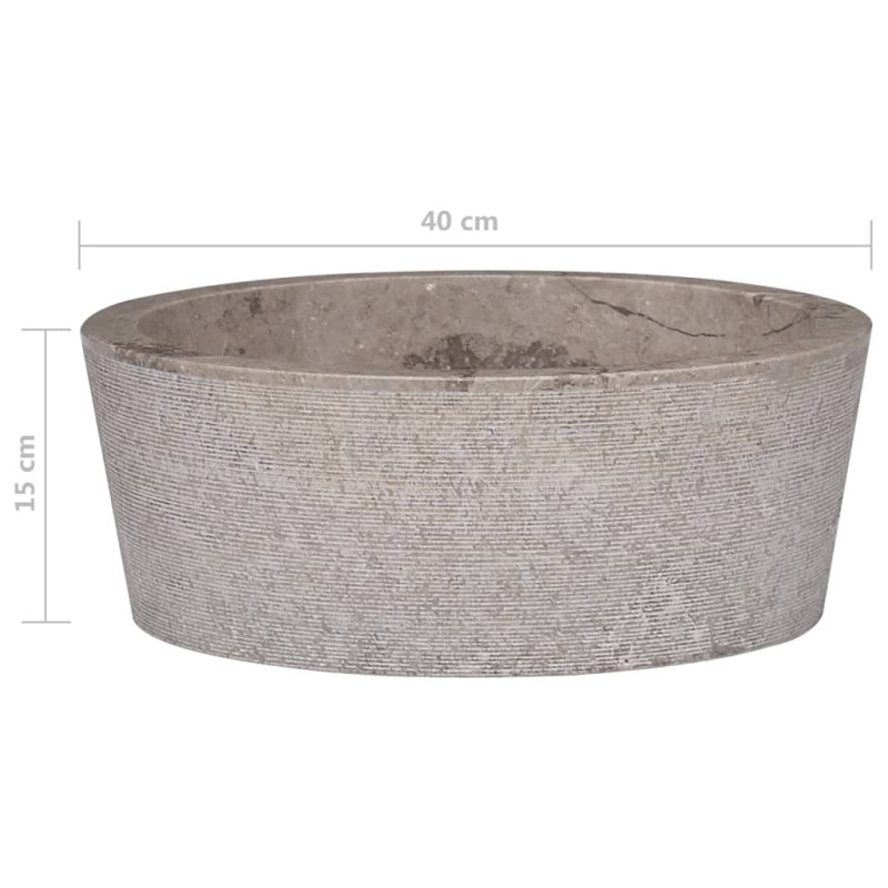 Produktbild för Handfat grå Ø40x15 cm marmor