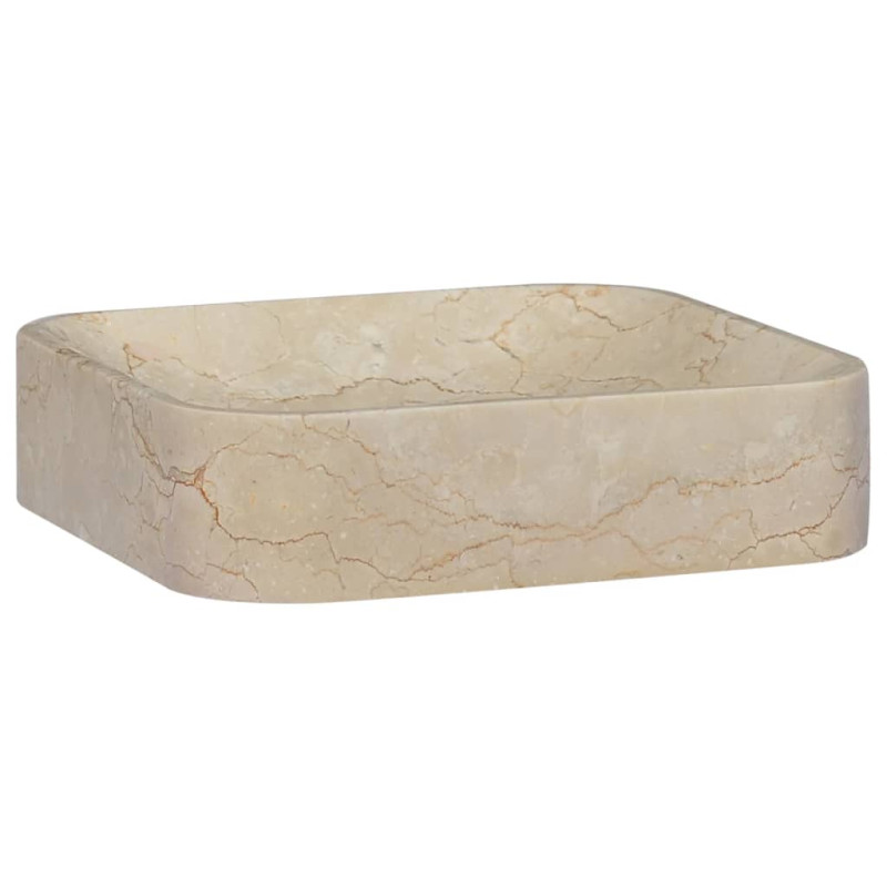 Produktbild för Handfat gräddvit 40x40x10 cm marmor