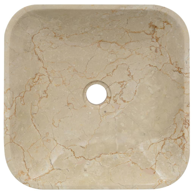 Produktbild för Handfat gräddvit 40x40x10 cm marmor