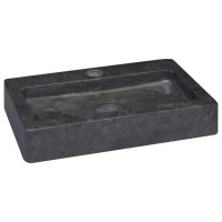 Produktbild för Väggmonterat handfat svart 38x24x6,5 cm marmor