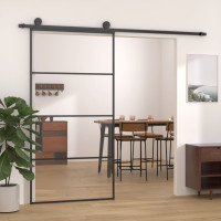 Produktbild för Skjutdörr aluminium med ESG-glas 102,5x205 cm svart