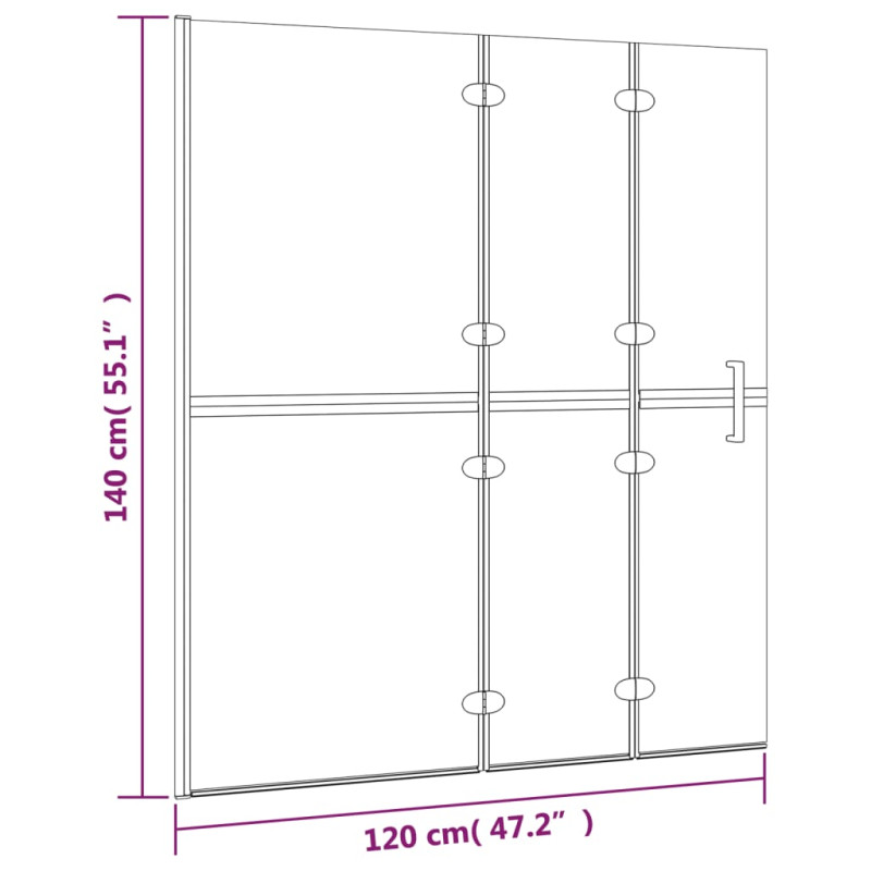 Produktbild för Duschvägg vikbar ESG 120x140 cm vit