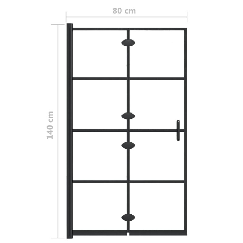 Produktbild för Duschvägg fällbar ESG 80x140 cm svart
