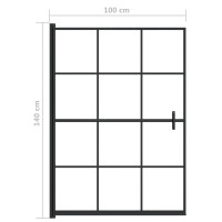 Produktbild för Duschvägg ESG 100x140 cm svart