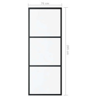 Produktbild för Skjutdörr 3-paneler ESG-glas och aluminium 76x205 cm svart