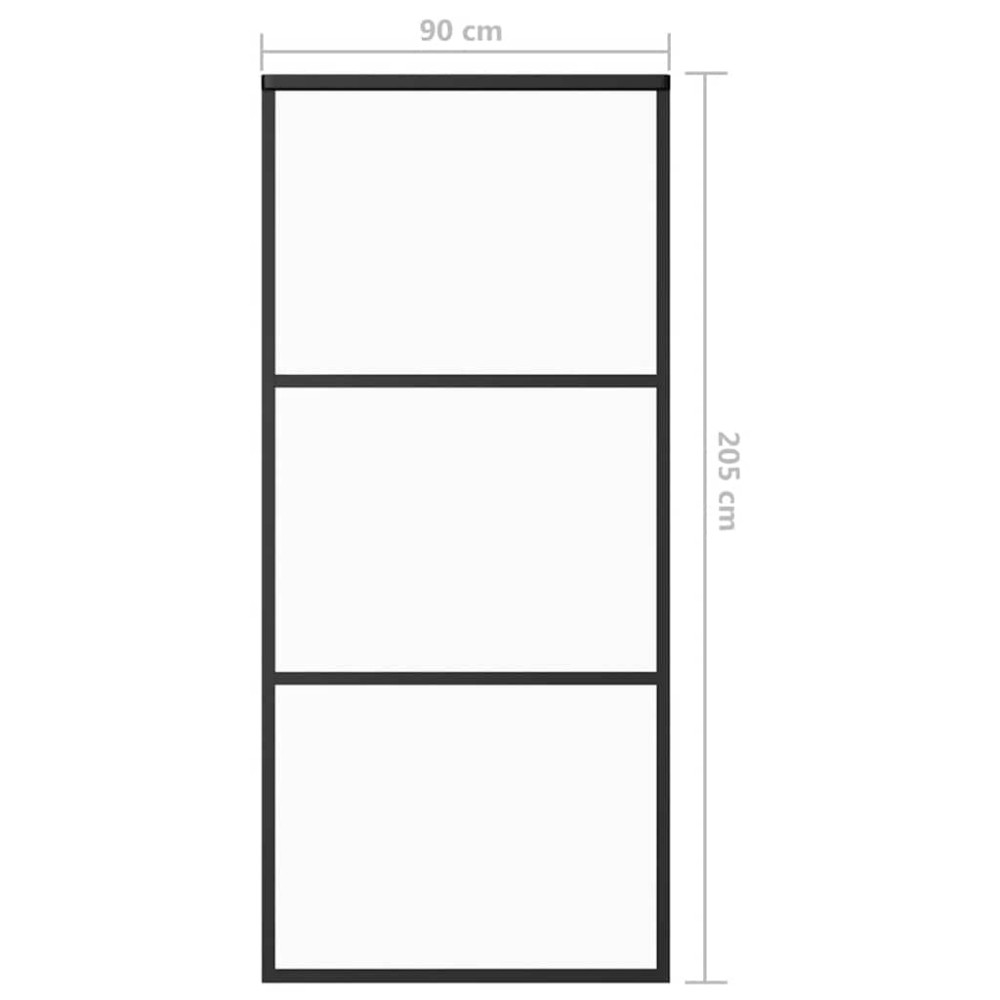 Produktbild för Skjutdörr ESG-glas och aluminium 90x205 cm svart