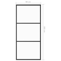 Produktbild för Skjutdörr ESG-glas och aluminium 90x205 cm svart