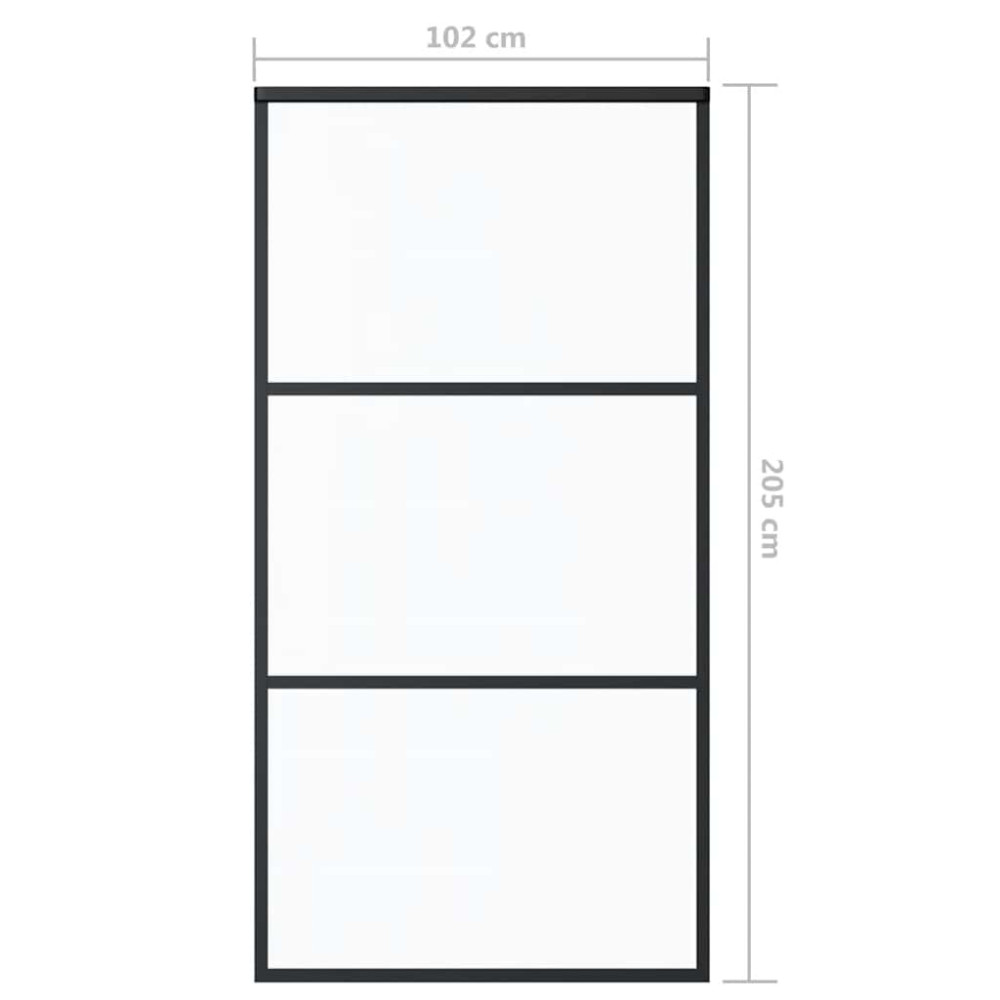 Produktbild för Skjutdörr ESG-glas och aluminium 102x205 cm svart