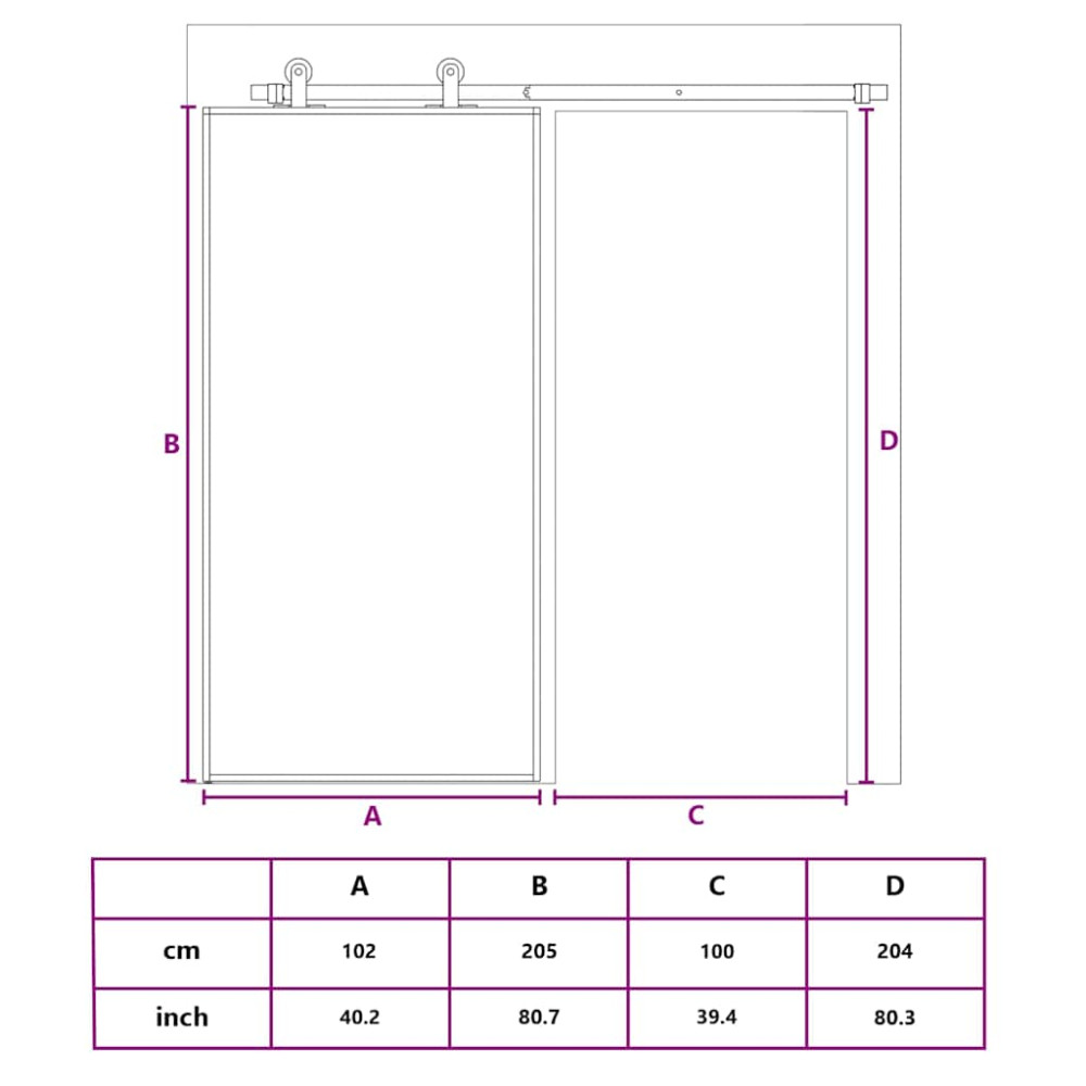 Produktbild för Skjutdörr ESG-glas och aluminium 102x205 cm svart