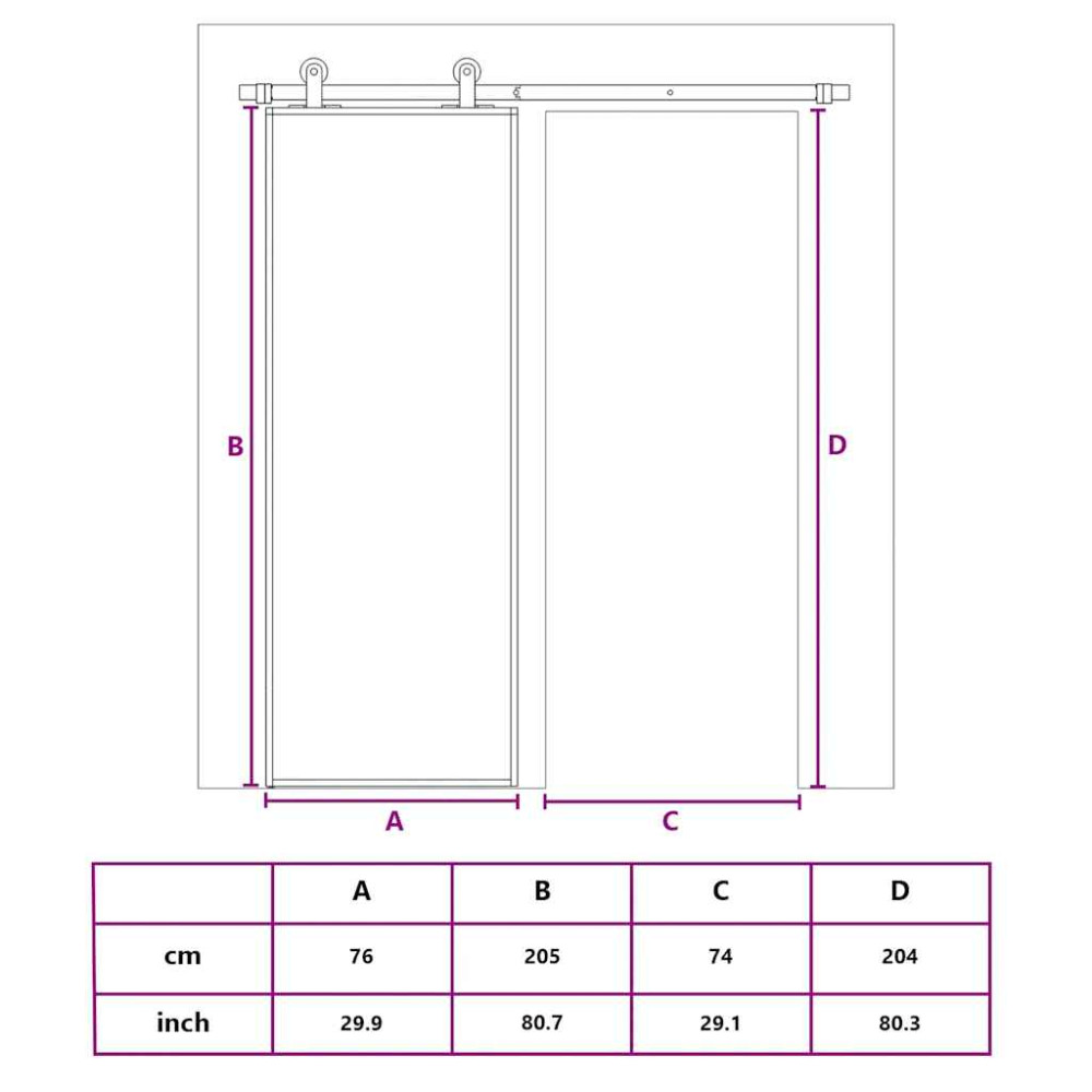 Produktbild för Skjutdörr ESG-glas och aluminium 76x205 cm svart