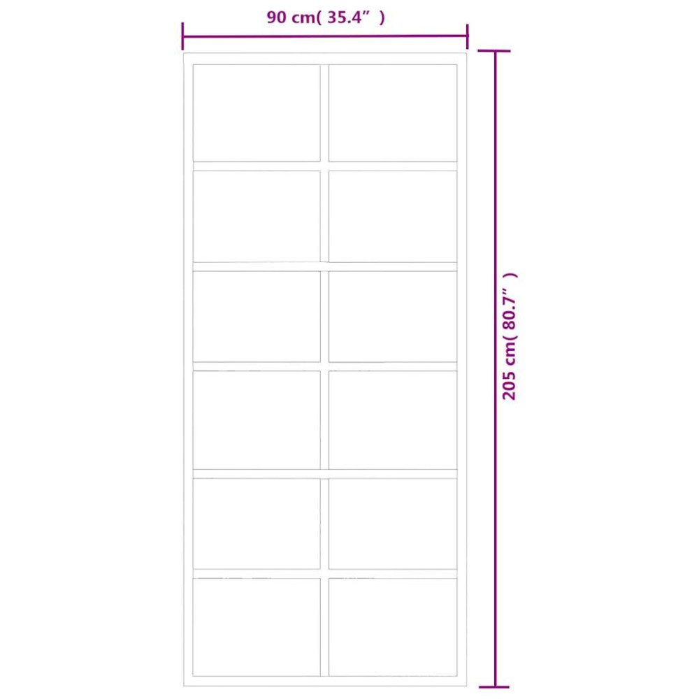 Produktbild för Skjutdörr ESG-glas och aluminium 90x205 cm svart
