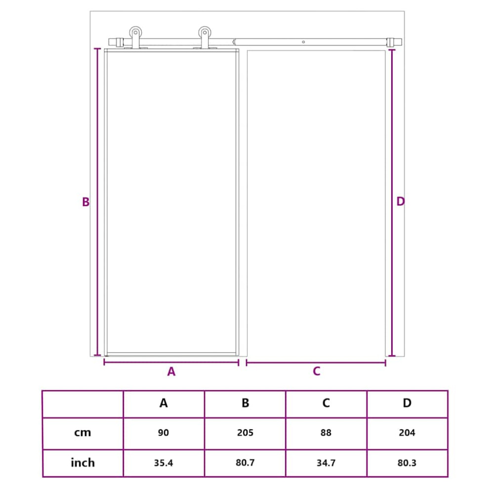 Produktbild för Skjutdörr ESG-glas och aluminium 90x205 cm svart
