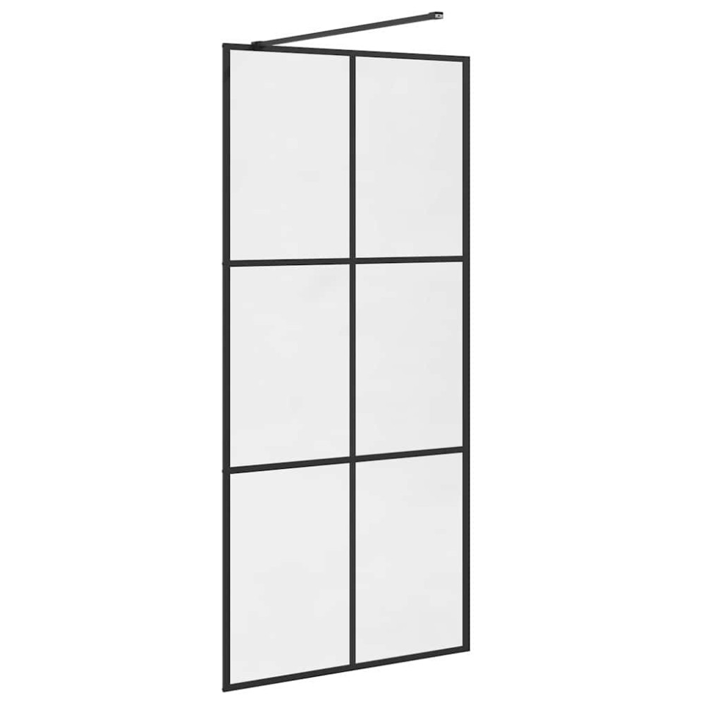 Produktbild för Duschvägg med klart ESG-glas 90x195 cm svart