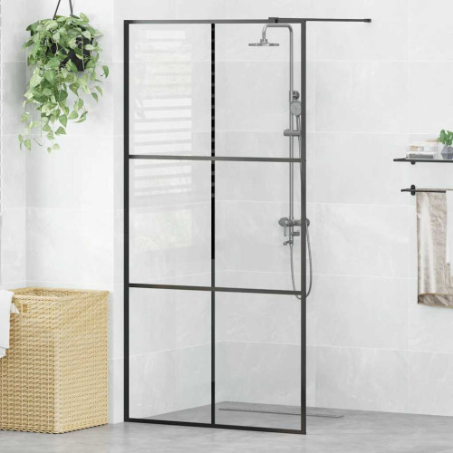 vidaXL Duschvägg med klart ESG-glas 100x195 cm svart