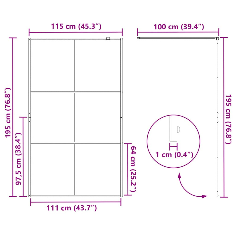 Produktbild för Duschvägg med klart ESG-glas 115x195 cm svart