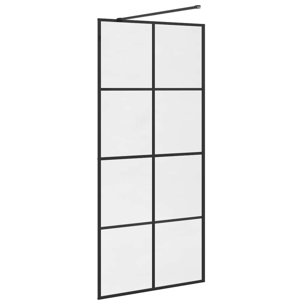 Produktbild för Duschvägg med klart ESG-glas 90x195 cm svart
