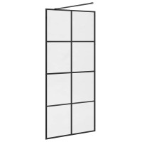 Produktbild för Duschvägg med klart ESG-glas 90x195 cm svart