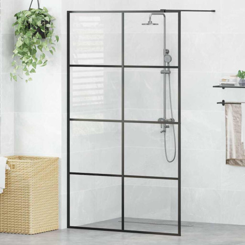 vidaXL Duschvägg med klart ESG-glas 115x195 cm svart