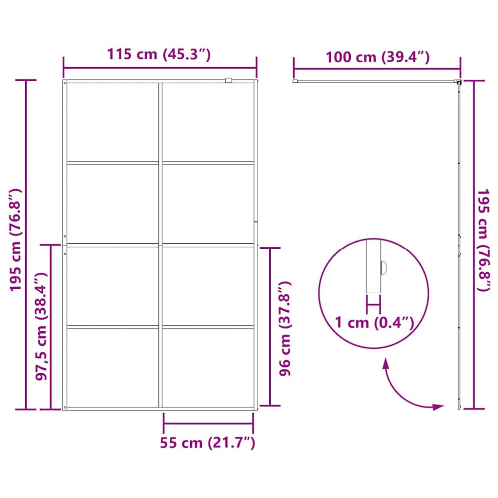 Produktbild för Duschvägg med klart ESG-glas 115x195 cm svart