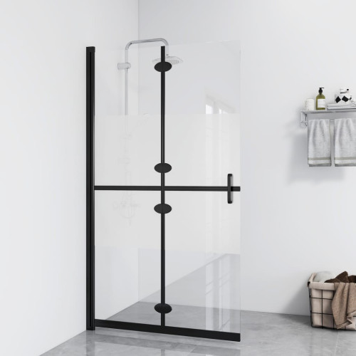 vidaXL Vikbar duschvägg med halvfrostat ESG-glas 90x190 cm