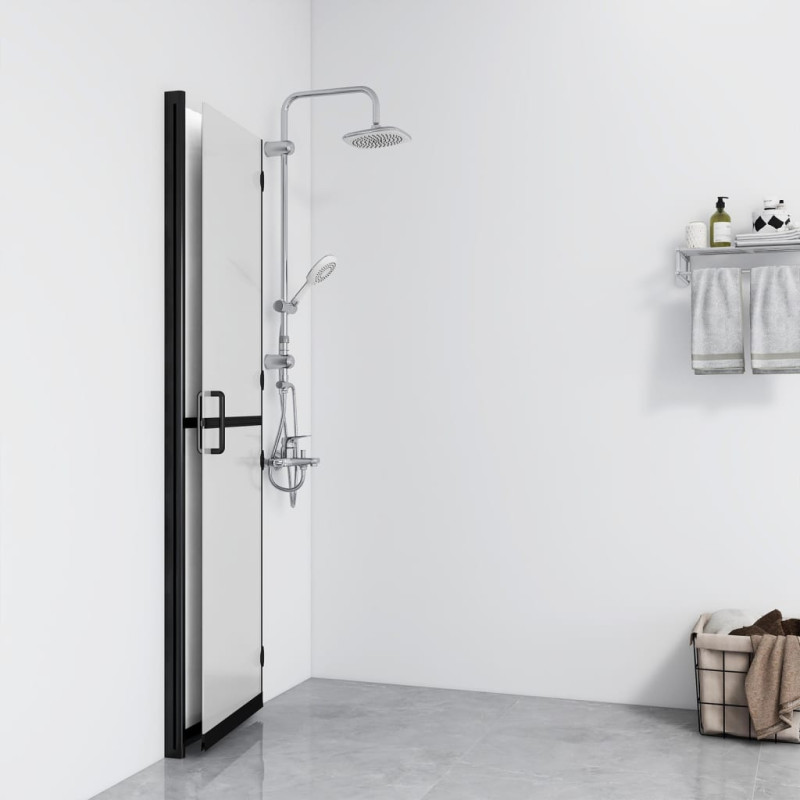 Produktbild för Vikbar duschvägg med frostat ESG-glas 80x190 cm