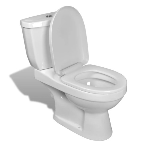 vidaXL Toalettstol komplett med cistern vit