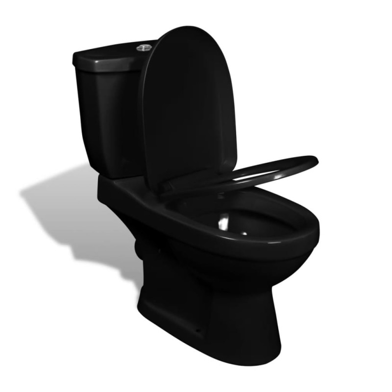 Produktbild för Toalettstol med cistern svart