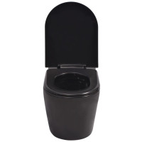 Produktbild för Toalettstol vägghängd keramisk svart
