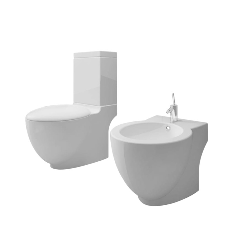 Produktbild för Toalettstol och bidé vit keramik