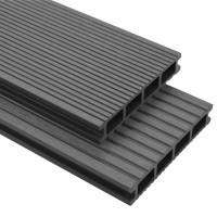 Miniatyr av produktbild för WPC golvplattor med tillbehör 10 m² 2,2 m grå