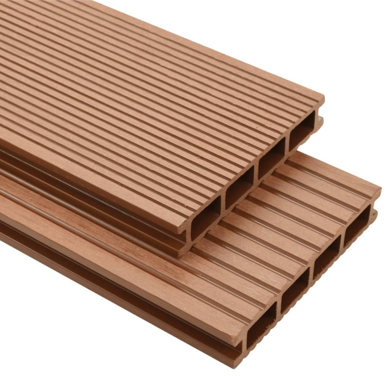 Produktbild för WPC golvplattor med tillbehör 10 m² 2,2 m brun