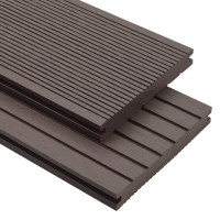 Produktbild för WPC massiva golvplattor med tillbehör 10 m² 2,2 m mörkbrun